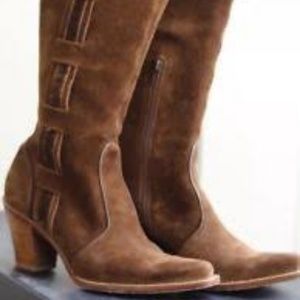 VIA SPIGA BROWN SUEDE WESTERN COWBOY TALL BOOTS 7
